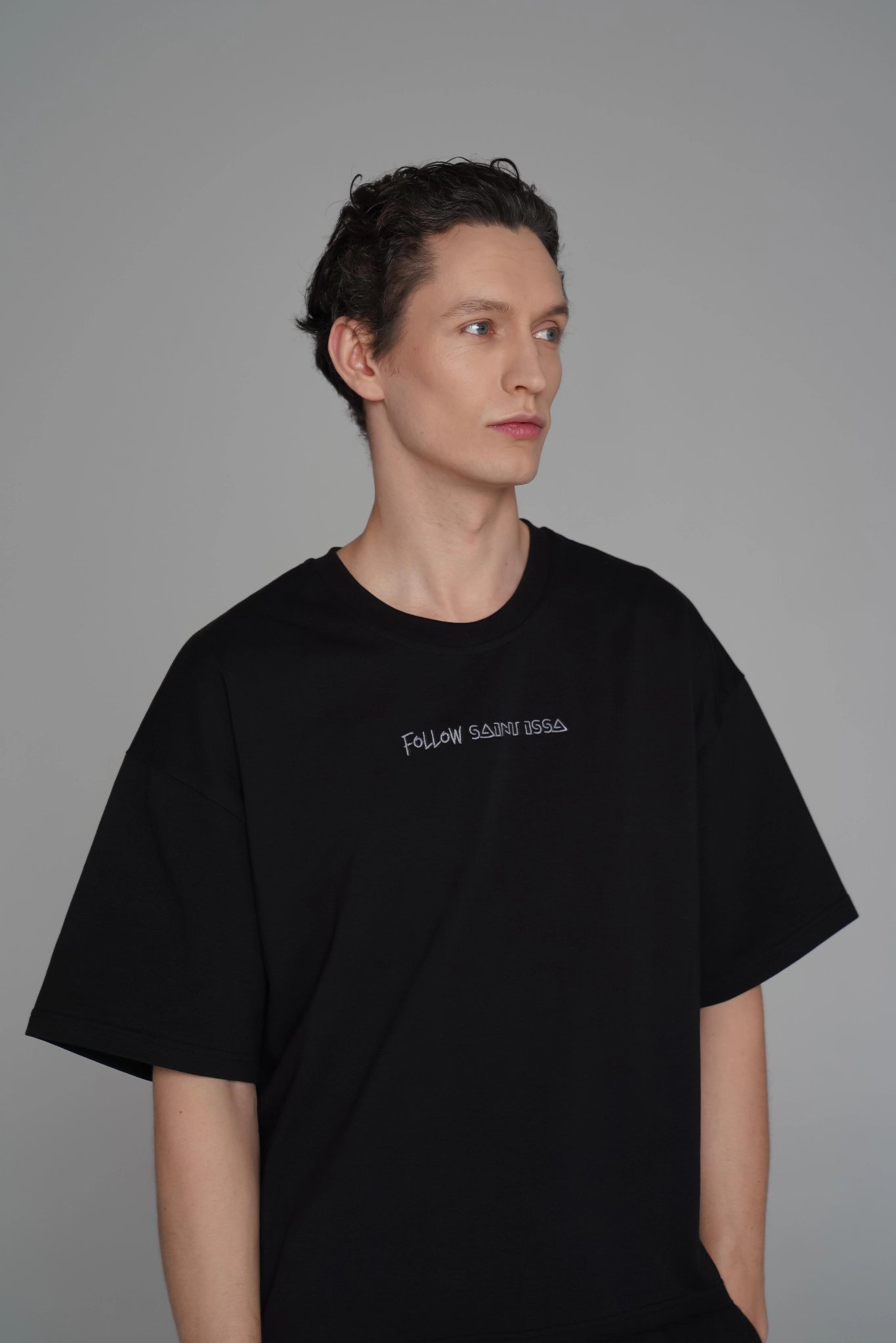Men’s Black Oversized Mini Crop T‑Shirt