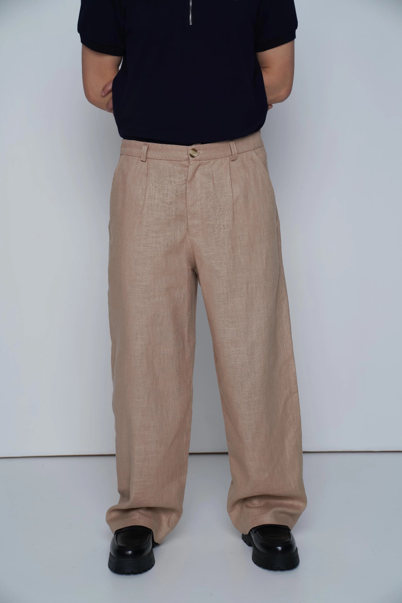 BEIGE EDGE TROUSERS side view