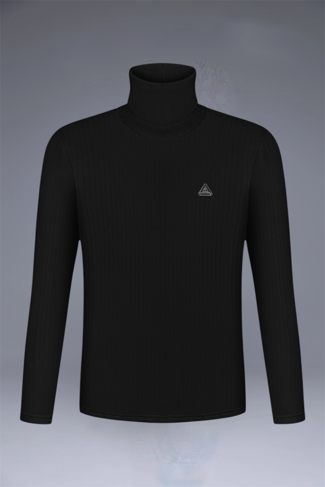 SAINT ISSA MEN'S BLACK MOCK-TOP TURTLENECK detail