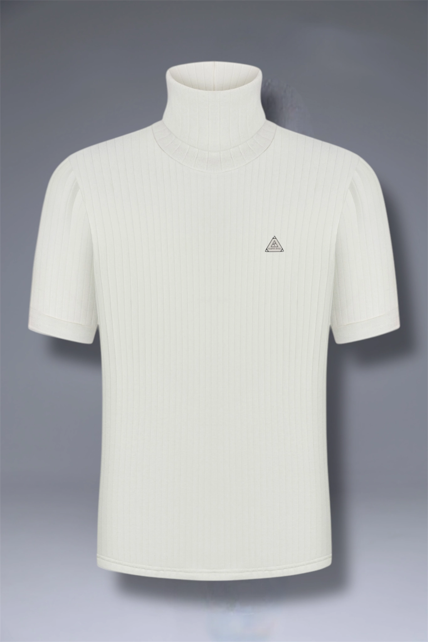 SAINT ISSA MEN'S SHORT-SLEEVE TURTLENECK IVORY detail