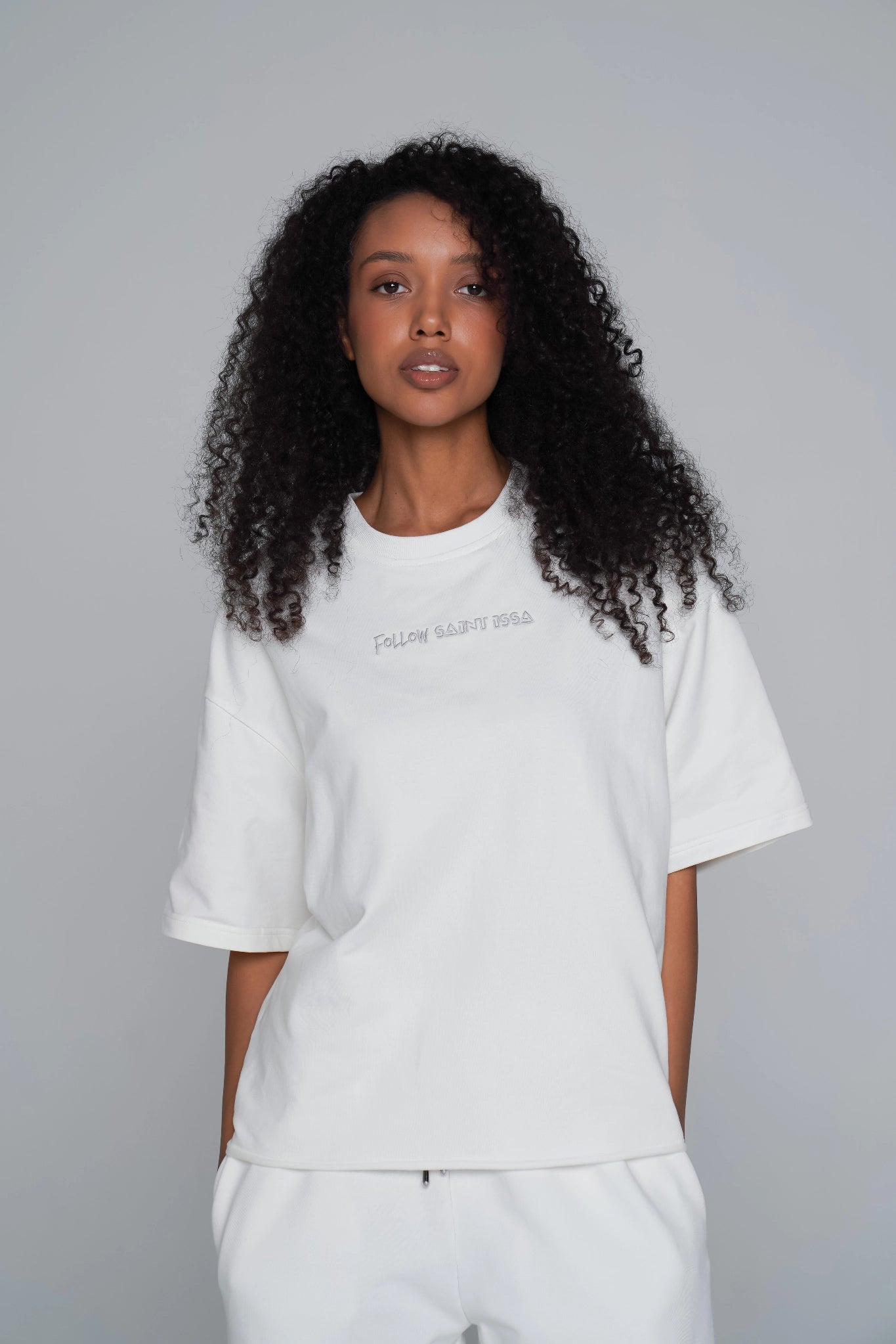 WOMEN'S OVERSIZED MINI CROP T-SHIRT CHAMPAGNE luxury