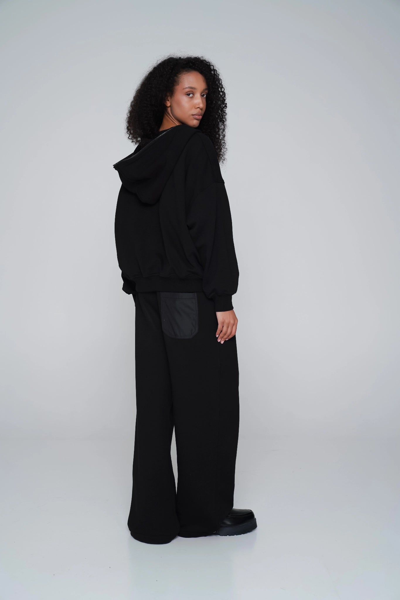 WOMEN'S HIGH-WAIST ADJUSTABLE PANTS BLACK front