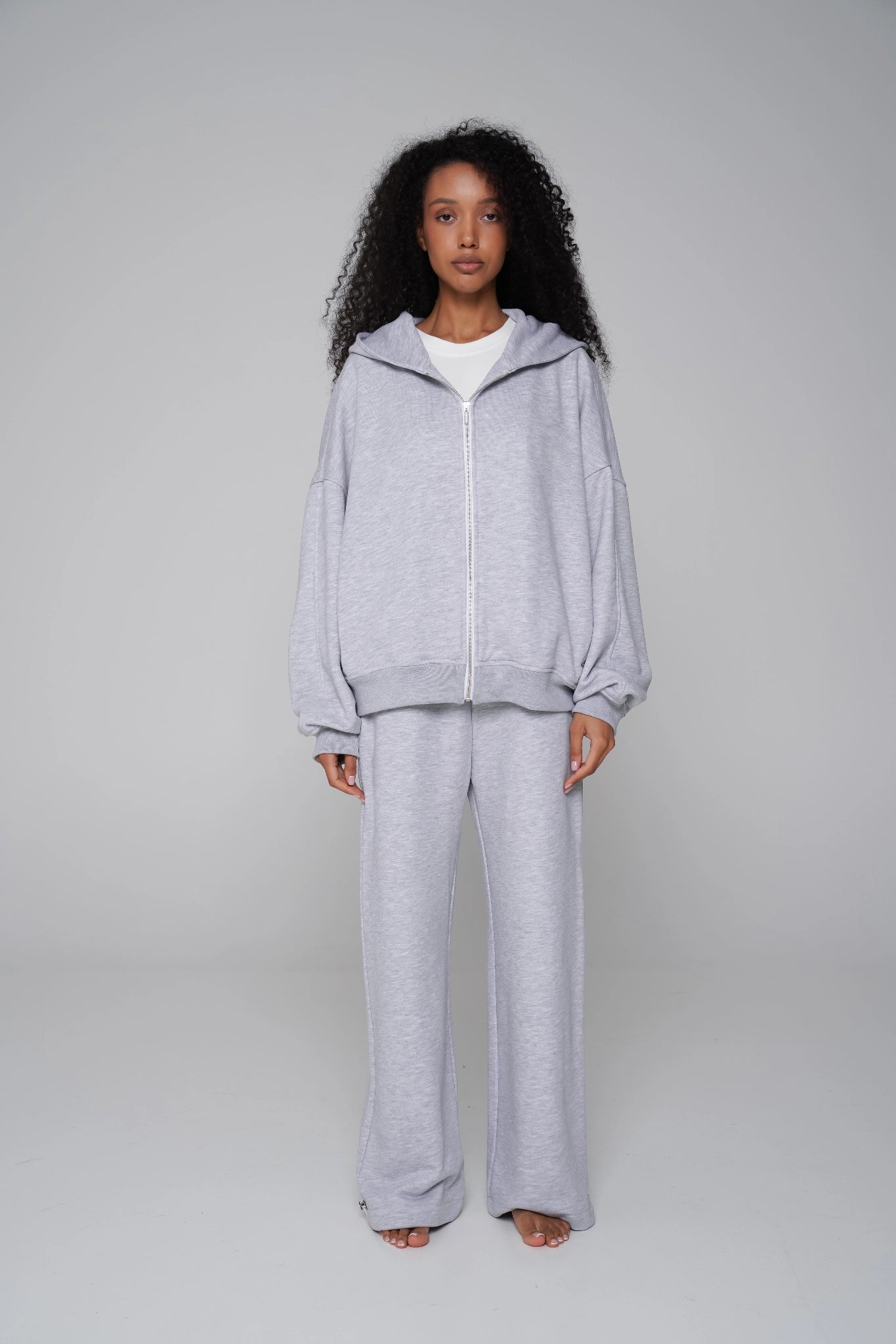 WOMEN'S HIGH-WAIST ADJUSTABLE PANTS ASH GREY front