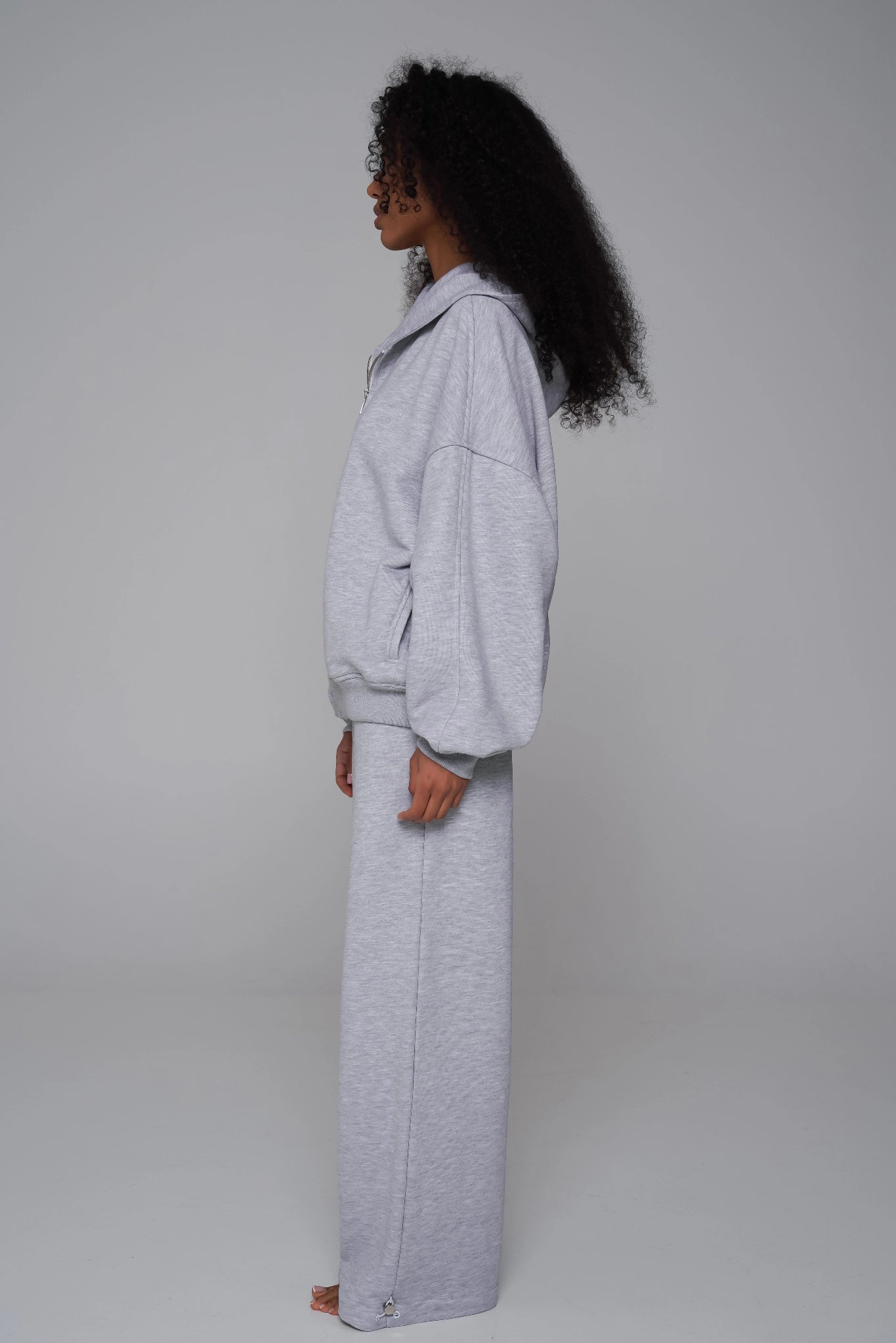 WOMEN'S HIGH-WAIST ADJUSTABLE PANTS ASH GREY detail