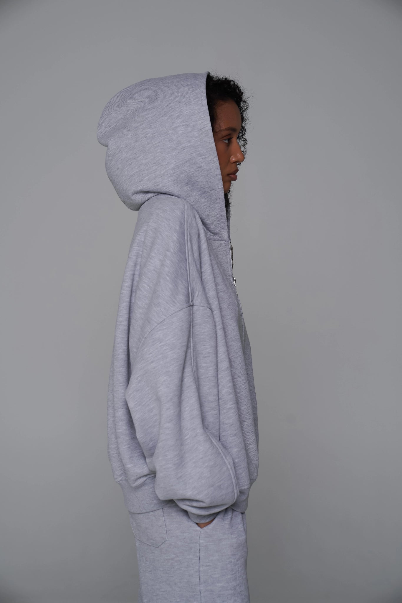 WOMEN'S OVERSIZED MINI CROP HOODIE ASH GREY CUSTOM made