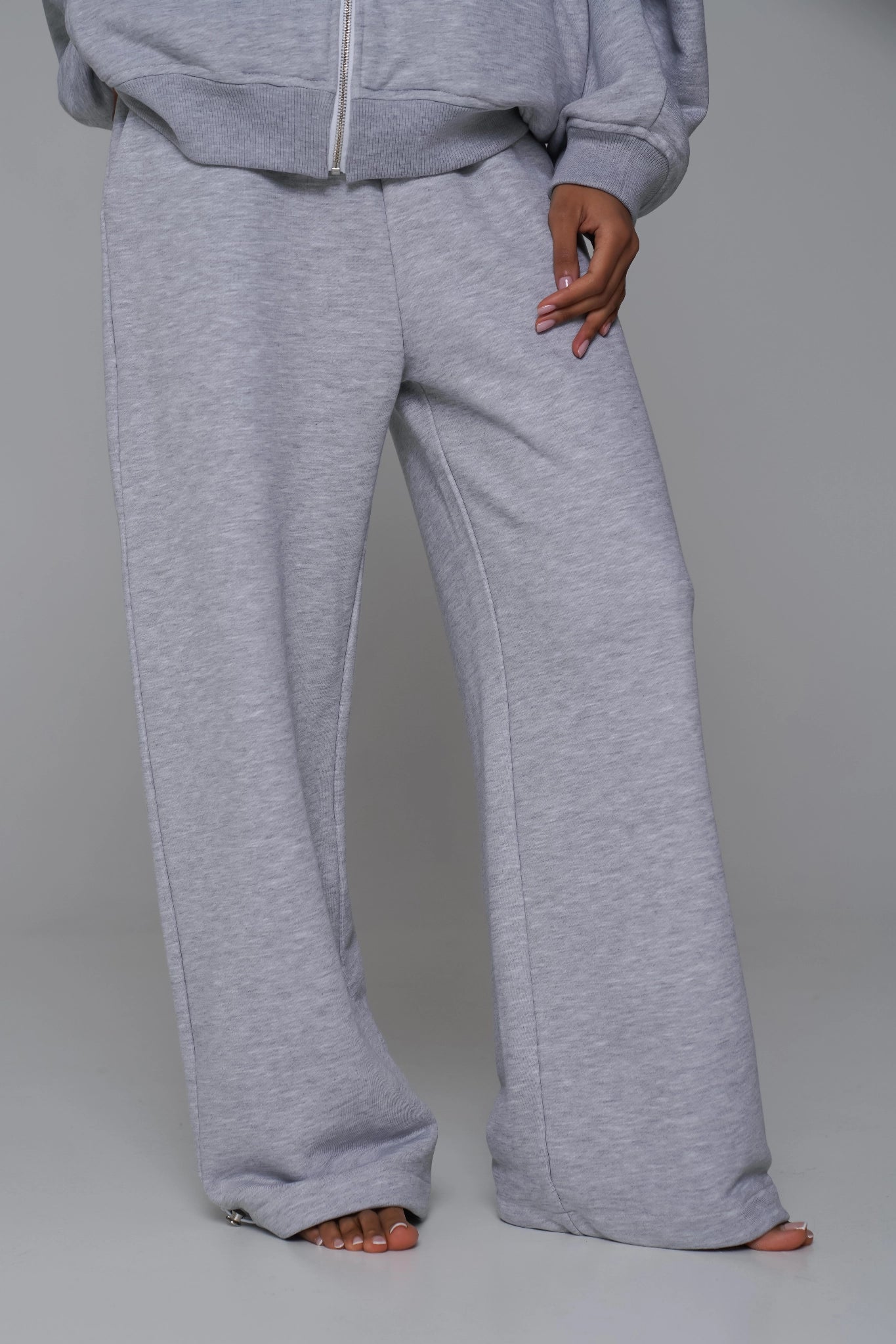 WOMEN'S HIGH-WAIST ADJUSTABLE PANTS ASH GREY side