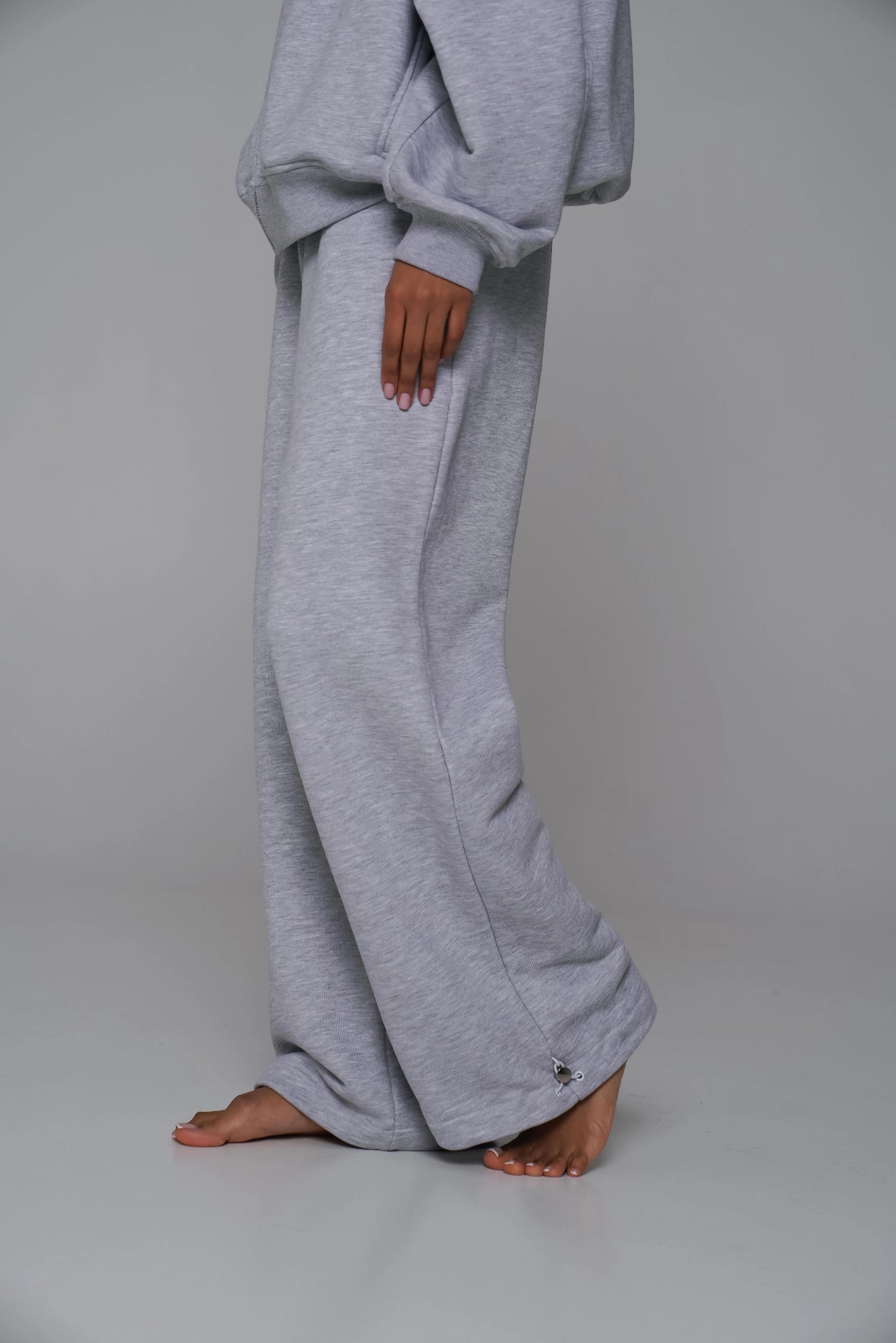 WOMEN'S HIGH-WAIST ADJUSTABLE PANTS ASH GREY luxury