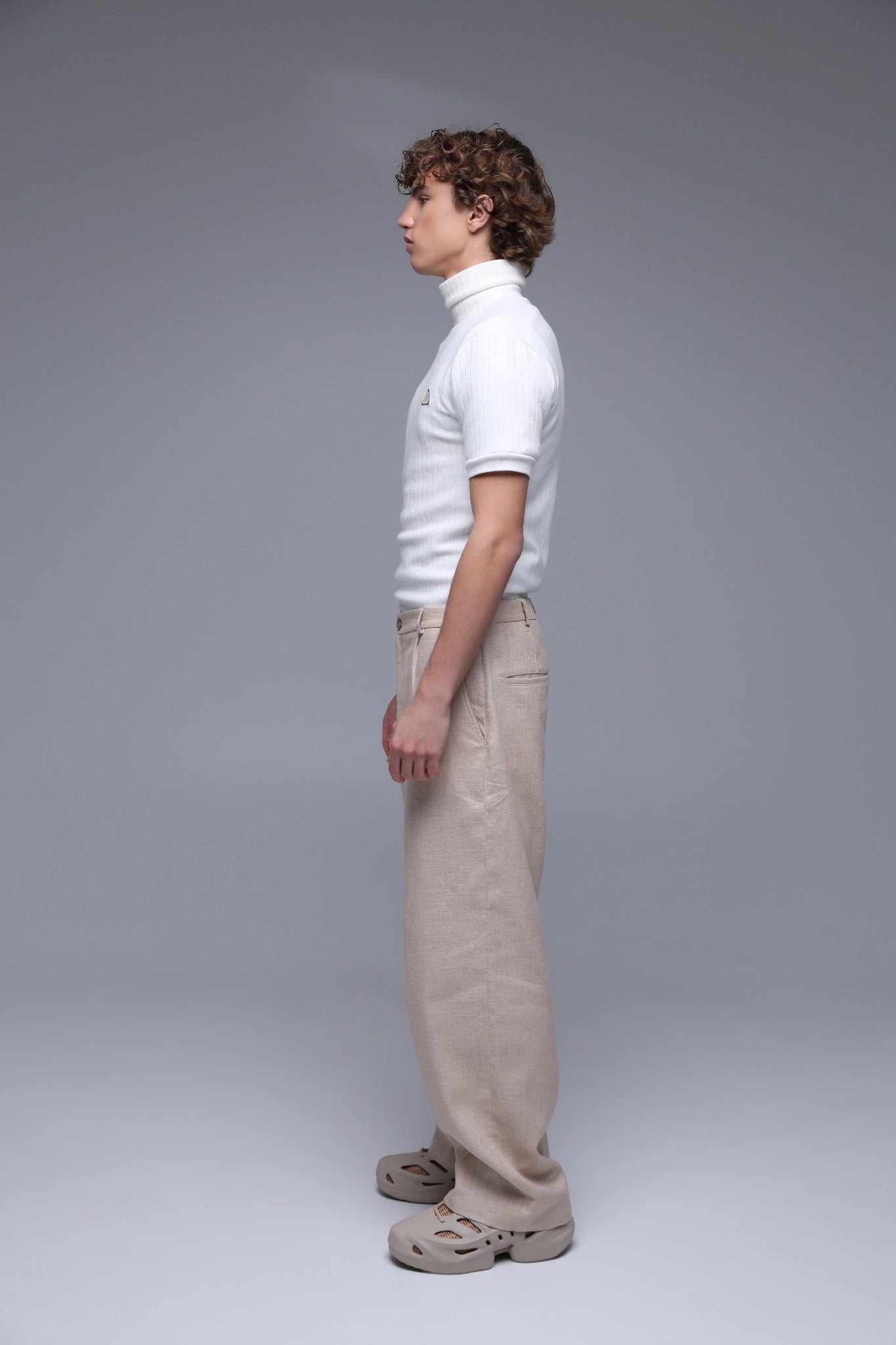 SAINT ISSA MEN'S SHORT-SLEEVE TURTLENECK IVORY back