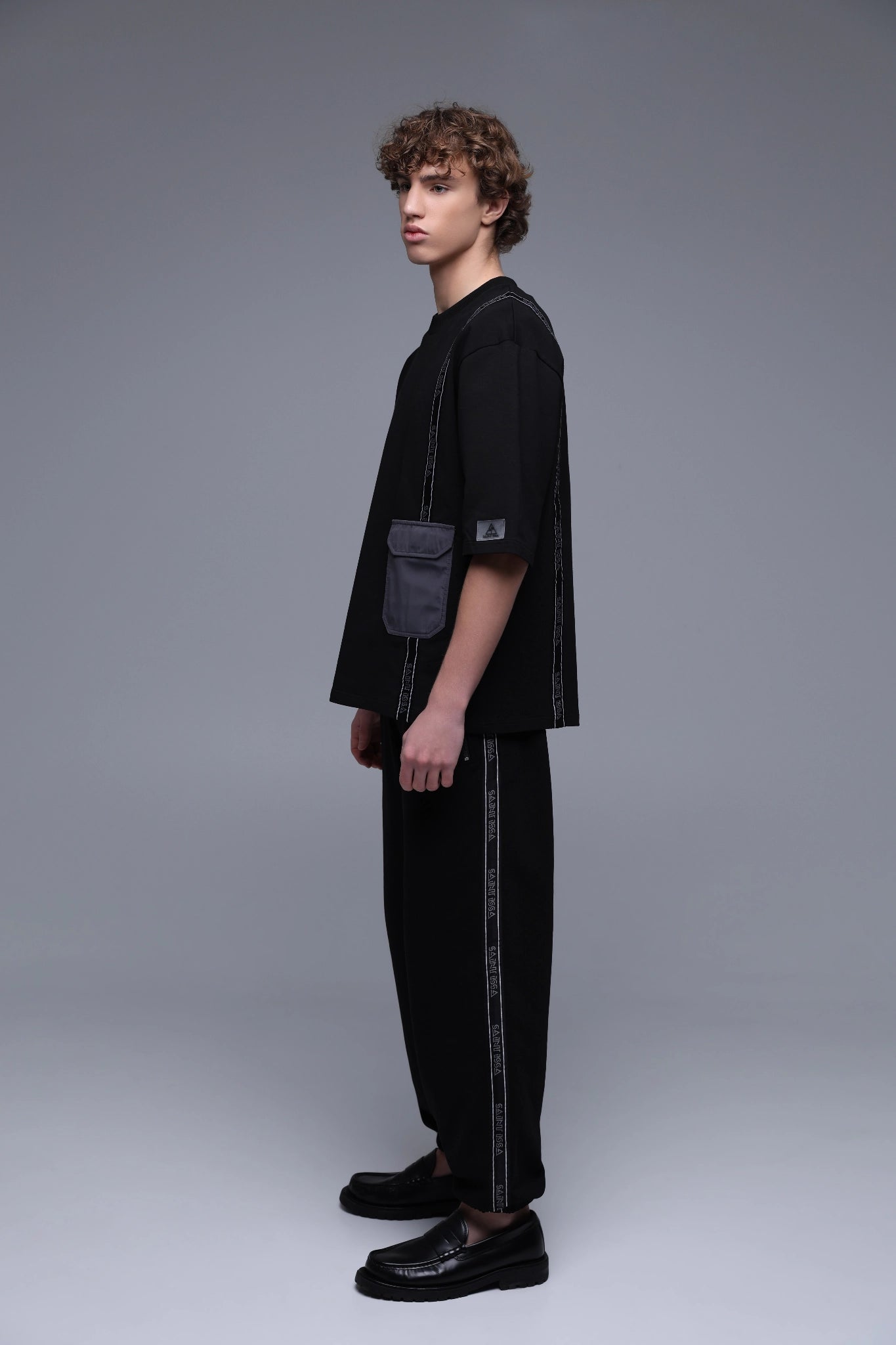 BLACK LUXE JOGGERS 360 GSM premium cotton pants front