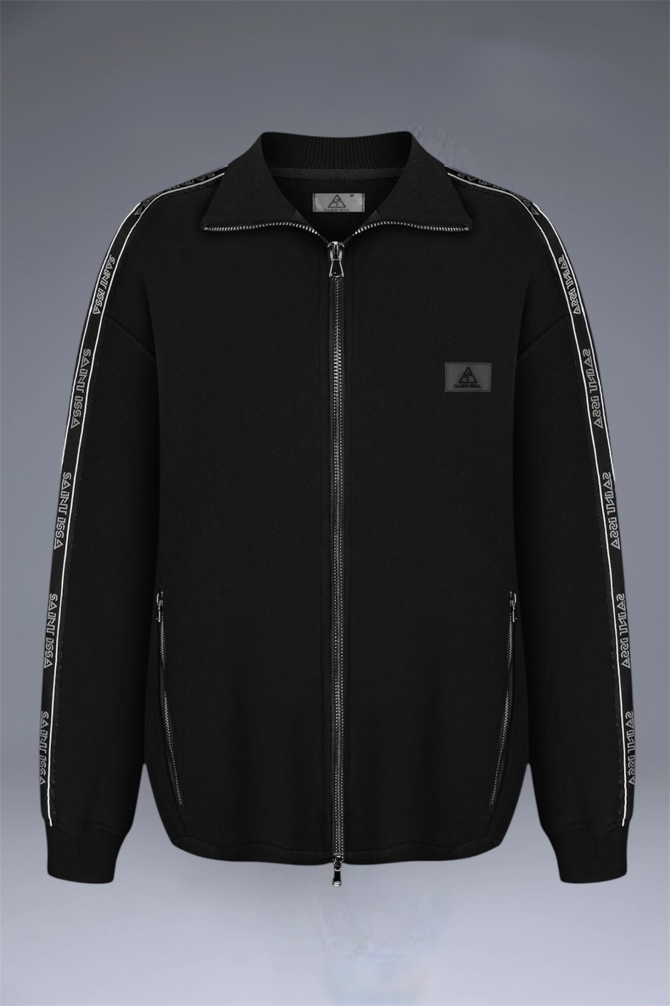 BLACK HIGH-COLLAR CROP back view
